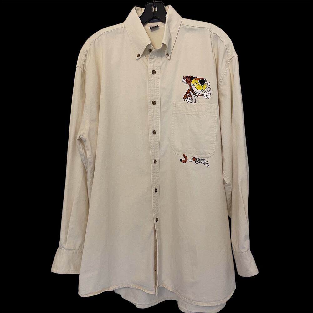 Chester Cheetah Men's Long Sleeves Canvas Shirt by Pine Island Int Size Large